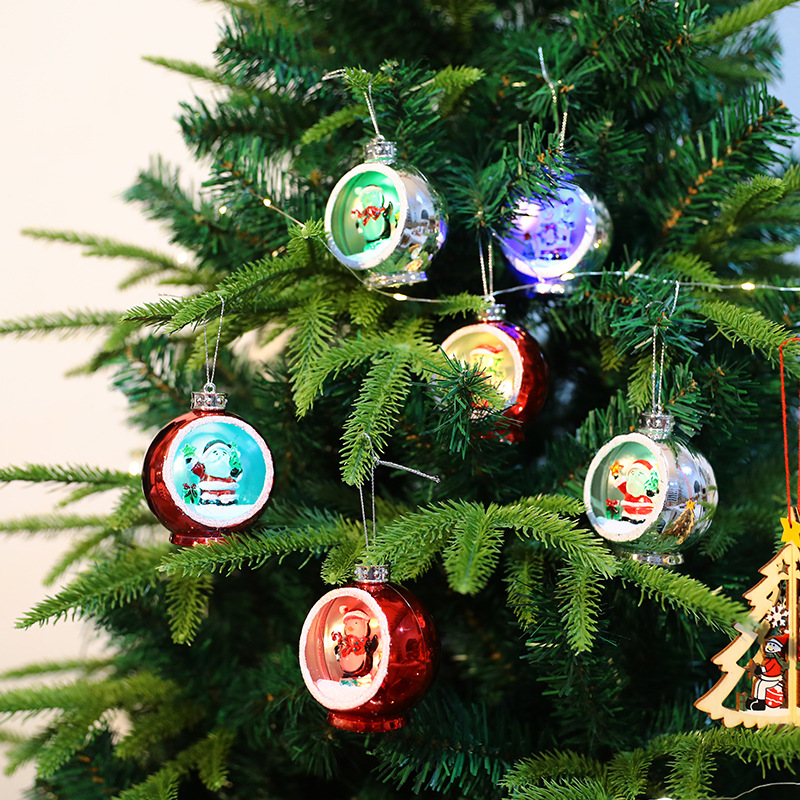 Electroplated Ball Christmas Gift Plastic Lighting Christmas Ball Christmas Tree Decorative Gift Semicircle Hollow Light Decorative Ball