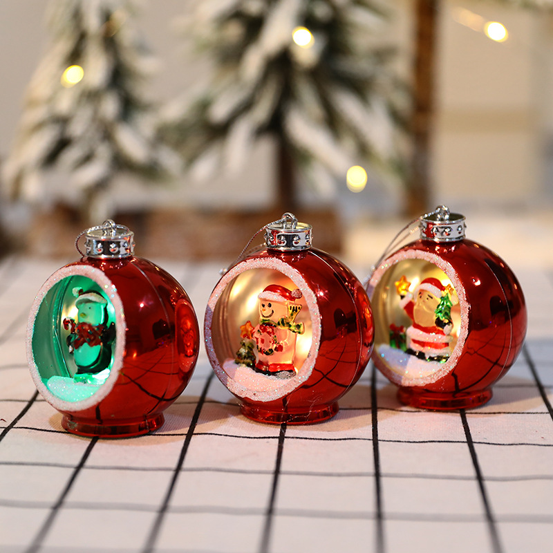 Electroplated Ball Christmas Gift Plastic Lighting Christmas Ball Christmas Tree Decorative Gift Semicircle Hollow Light Decorative Ball