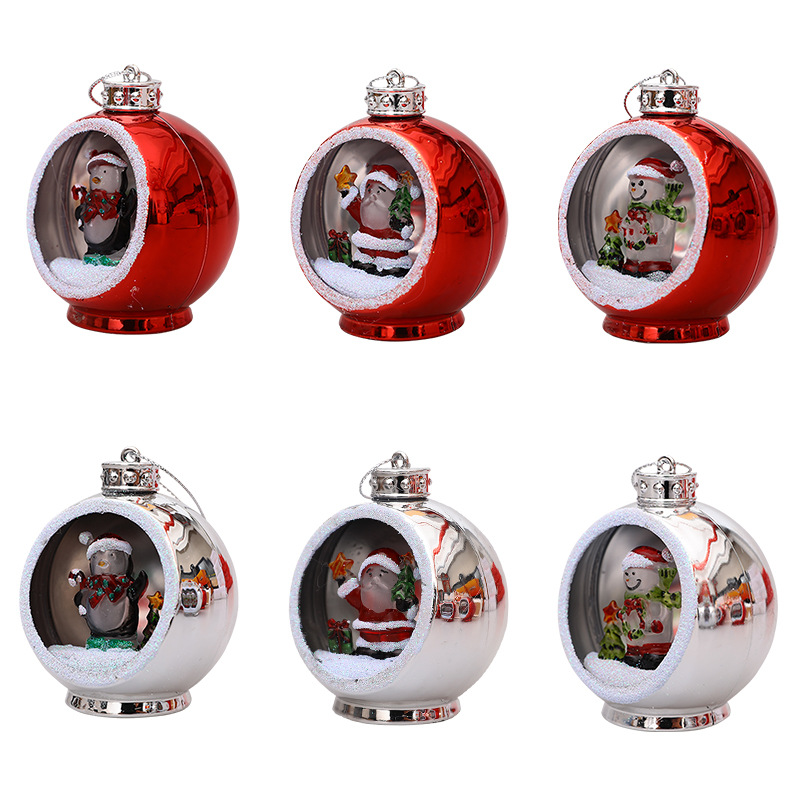 Electroplated Ball Christmas Gift Plastic Lighting Christmas Ball Christmas Tree Decorative Gift Semicircle Hollow Light Decorative Ball