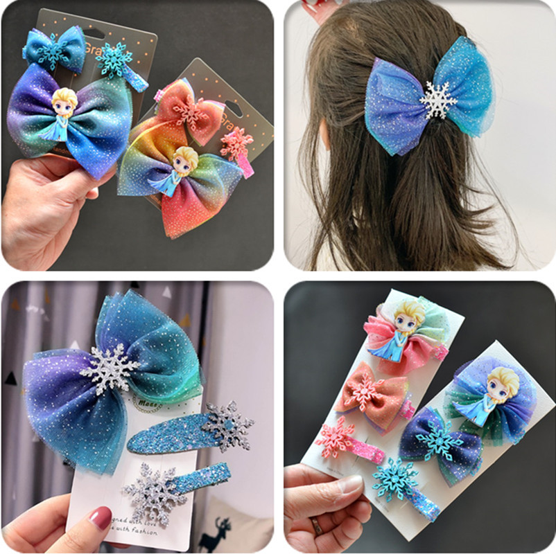 Bow Headdress Children Princess Elsa Girls Hairpin for Girls Princess Hairpin Frozen Hair Accessories Crown