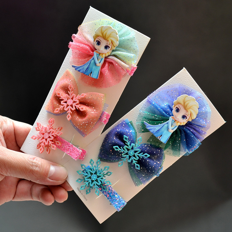 Bow Headdress Children Princess Elsa Girls Hairpin for Girls Princess Hairpin Frozen Hair Accessories Crown