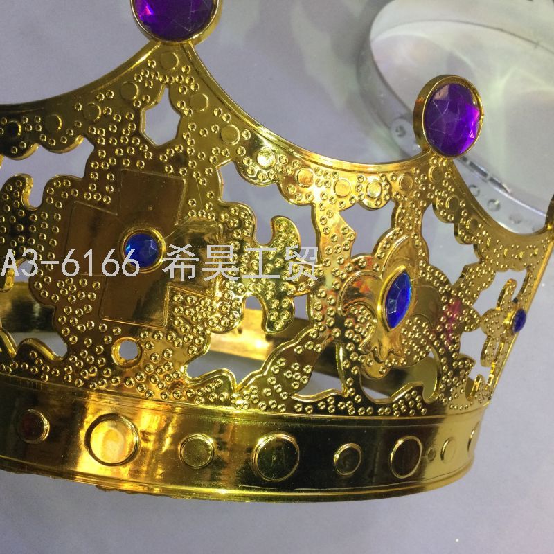Children&#039;s King Masquerade Headband/Hairpin Crown Hat Headdress Crown Birthday Party Plastic Halloween Gold and Silver