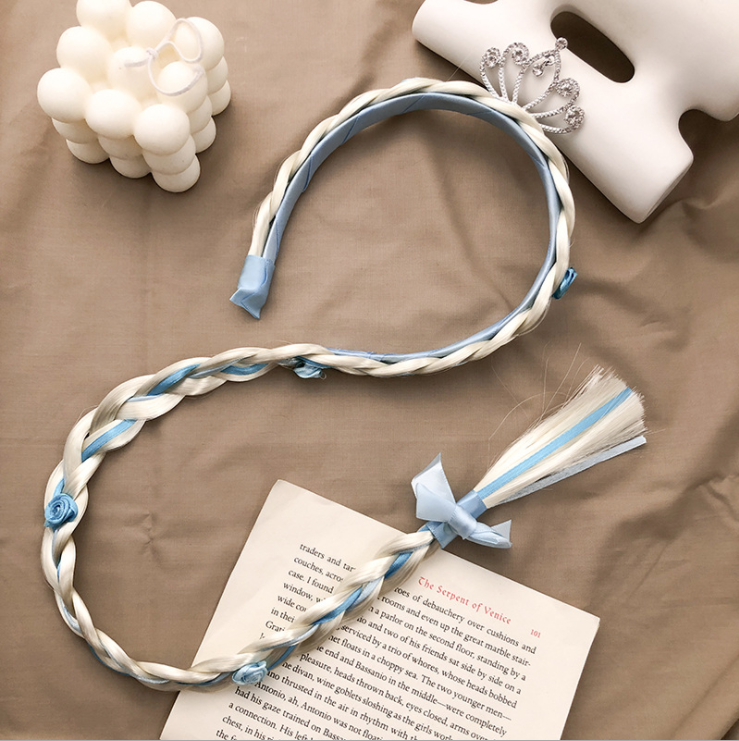 Frozen Wig Braid Princess Headband Children&#039;s Crown Aisha Queen Headdress Girl&#039;s Headband Hairpin Hair Accessories