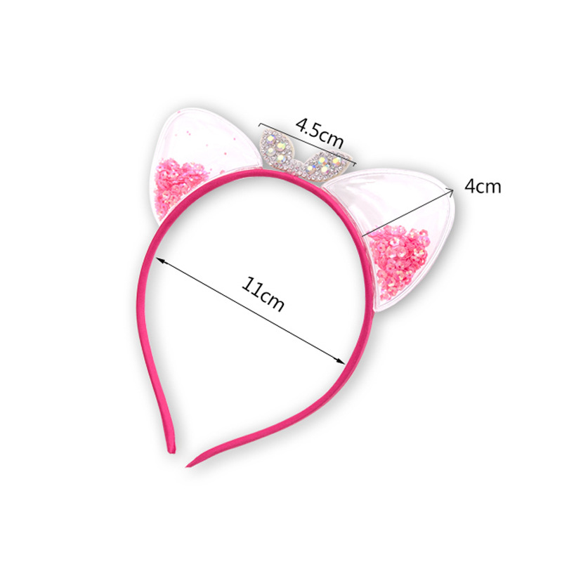 Super Cute Cat Ear Headband Girl Baby Korean Children Quicksand Crown Headband Hairpin Princess Hair Accessories Female