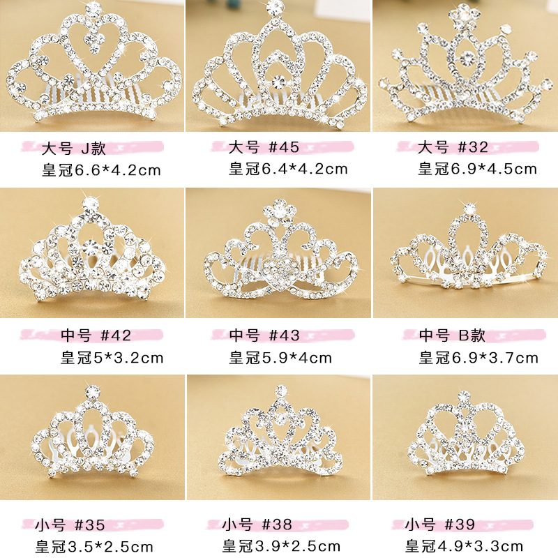 Little Princess Alloy Rhinestone Crown Girls Headdress Headband Accessories Hairclip Comb Wholesale Crown Hairpin