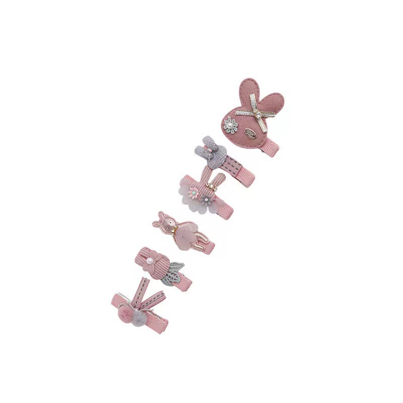 Korean Style Little Girl Hair Accessories Baby Hair Tie Fabric Barrettes Set Cartoon Headwear Cute Crown Hairpin