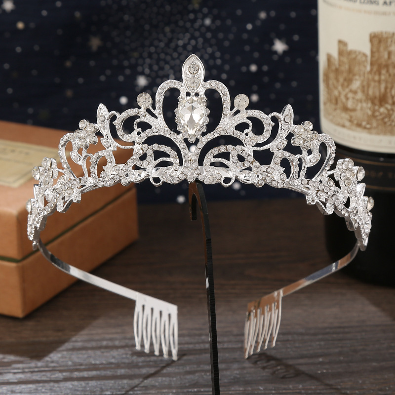 Crystal Rhinestone Half Circle Princess Crown Headdress Girls Performance Ornament Wholesale Crown Hairpin