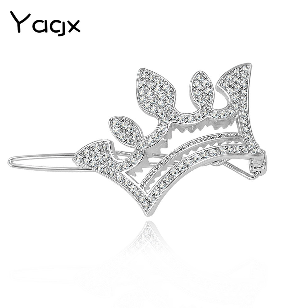 Shiny Zircon Hairpin Temperament Crown Hairpin Side Clip Internet Celebrity Bun Clip Hair Accessories Girl Crown Hairpin