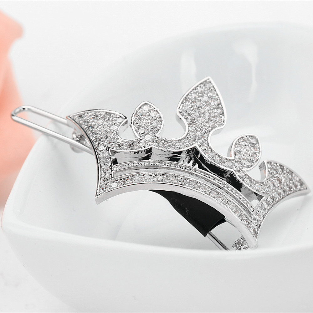 Shiny Zircon Hairpin Temperament Crown Hairpin Side Clip Internet Celebrity Bun Clip Hair Accessories Girl Crown Hairpin