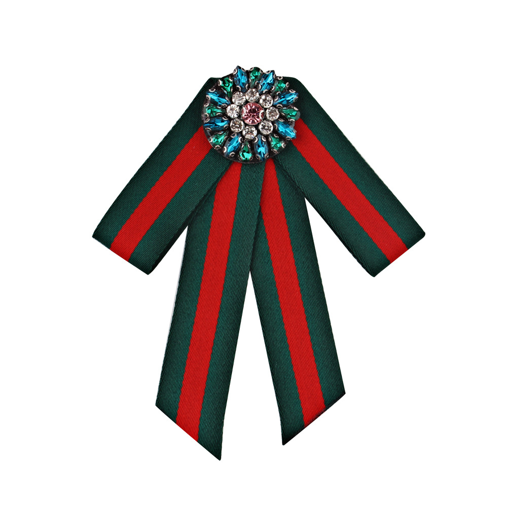 Diamond-sunflower bow tie brooch diamond-stripe necktie accessories are available for European and American fashion brands