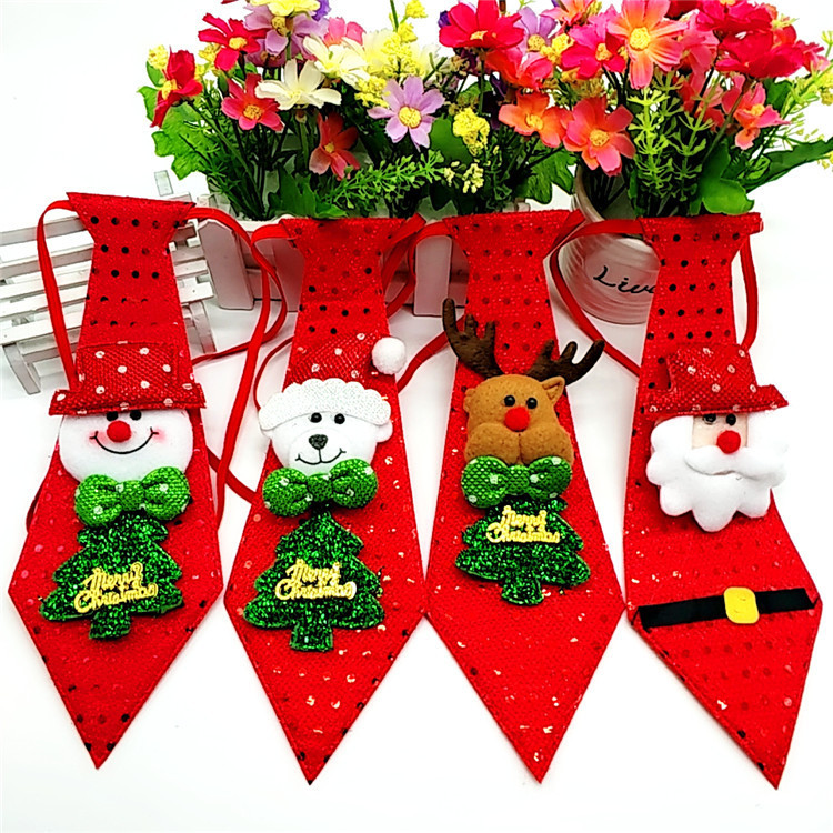 New Bow Tie Christmas Decorations Red Paillette Glowing Necktie Adult Children&#039;s School Clothing Creative Gift