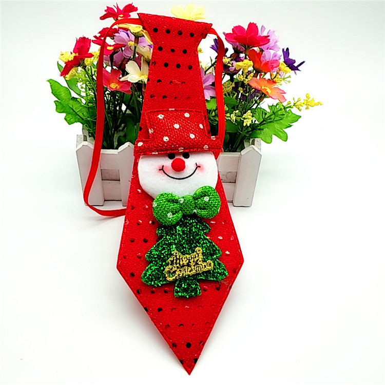 New Bow Tie Christmas Decorations Red Paillette Glowing Necktie Adult Children&#039;s School Clothing Creative Gift