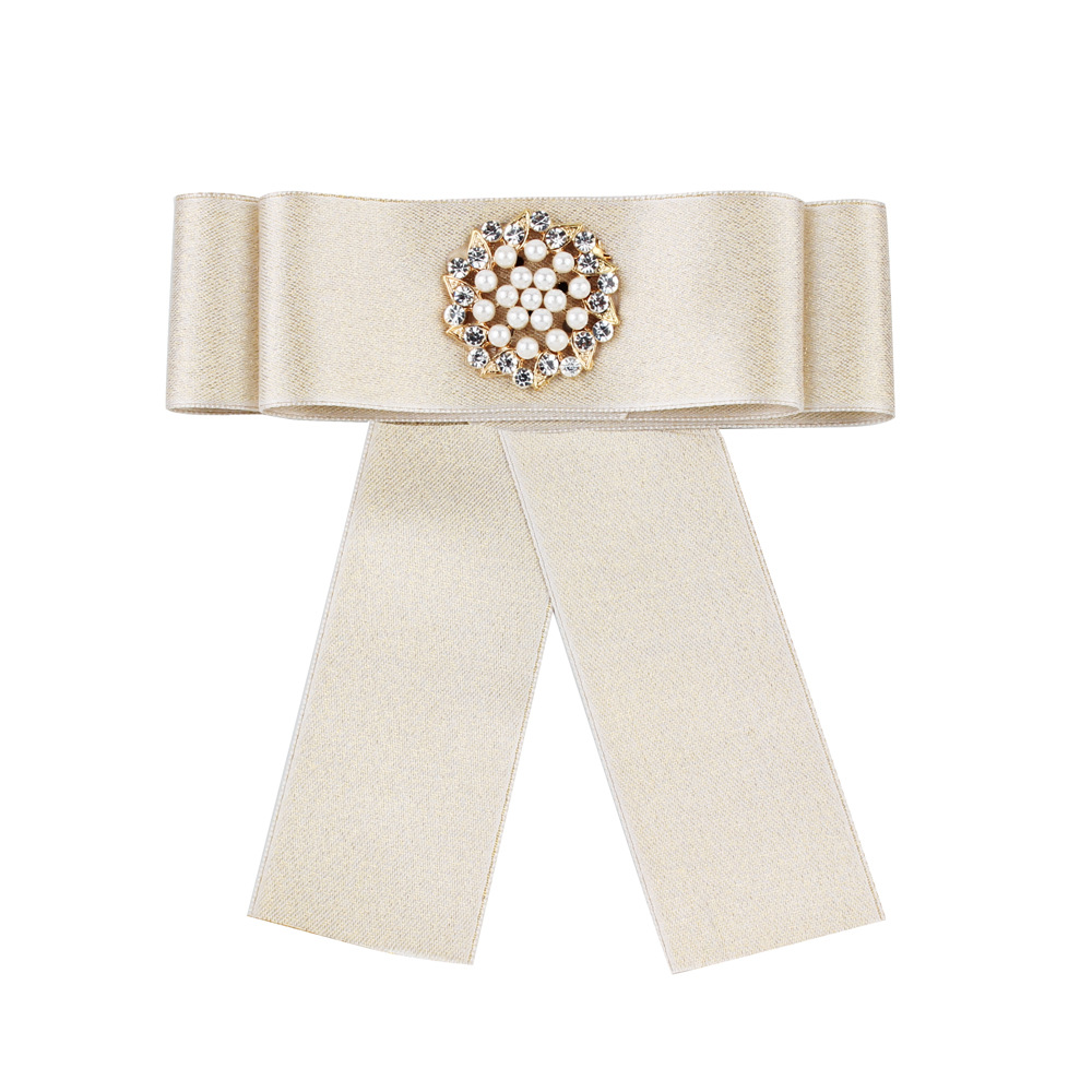 European and American temperament necktie professional pearl water diamond necktie set diamond bow accessories brooch cross-border exclusive