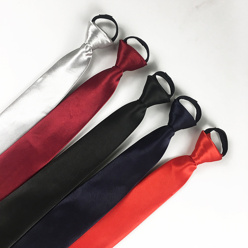 Tie Men&#039;s Zipper Tie 5cm Lazy Solid Color Student Formal Navy Blue Red Black Wedding necktie