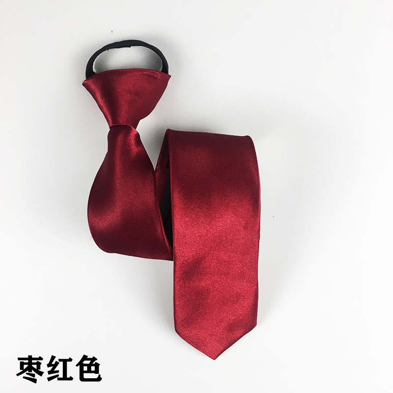 Tie Men&#039;s Zipper Tie 5cm Lazy Solid Color Student Formal Navy Blue Red Black Wedding necktie