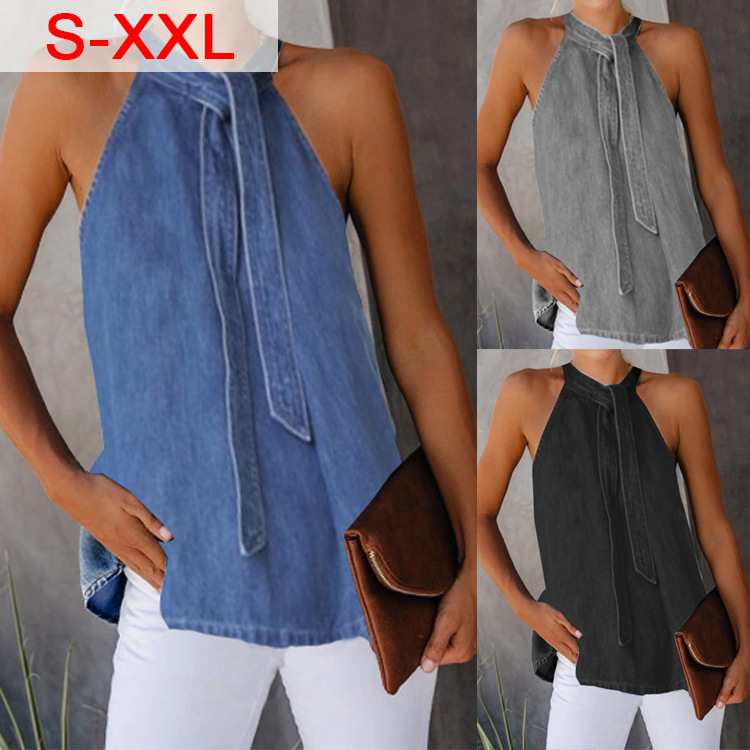 New AP0043 Sexy Necktie sleeveless T-shirt Top for eBay, Amazon, Hot Style 2020 Cross-border bestseller