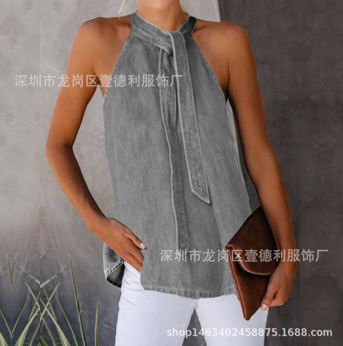 New AP0043 Sexy Necktie sleeveless T-shirt Top for eBay, Amazon, Hot Style 2020 Cross-border bestseller