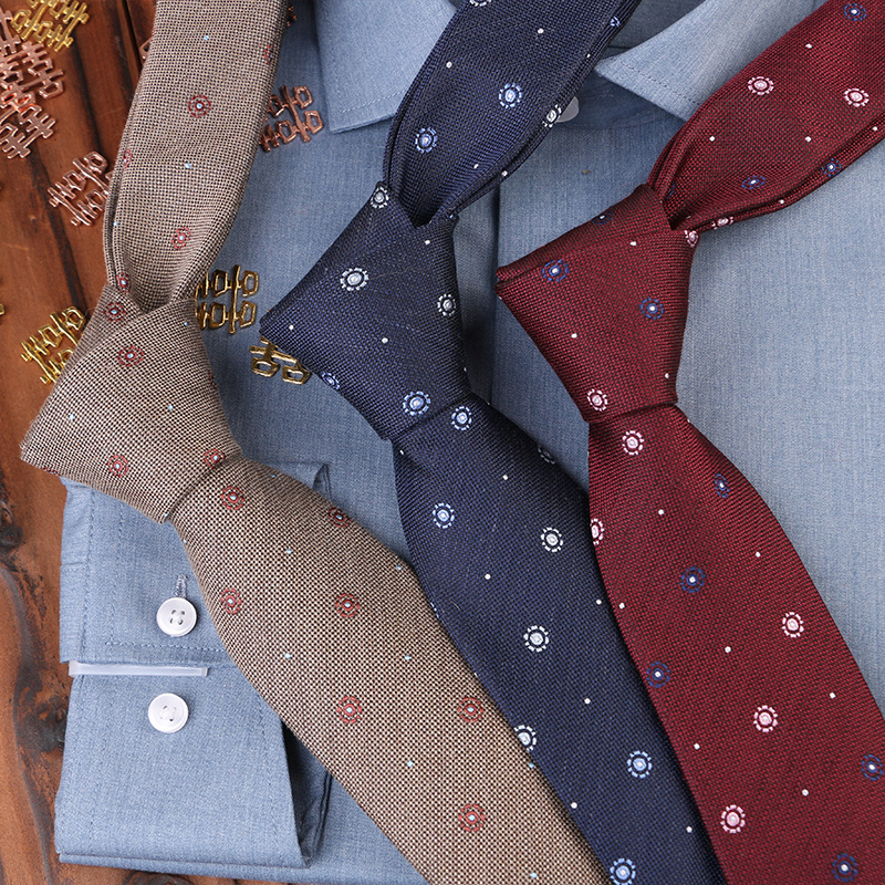 necktie Cotton Interwoven Polka Dot Small Flower Wedding Universal Professional Jacquard Factory Direct Supply Wholesale