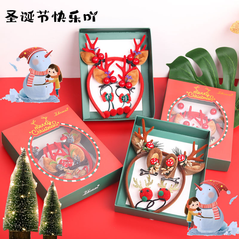Christmas Antler Hairband Halloween Cute Hairband Europe and America Cross Border Thin Edges Hair Tie Hair Ball Hairpin Hair Pressing Headwear