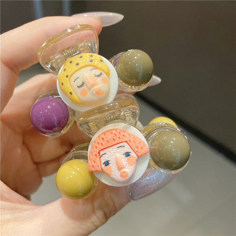 Warm Mingke Sweet Salt Ice Cream Ball Macaron Shark Clip Fresh Trendy Back Head Grip Hairpin Headdress