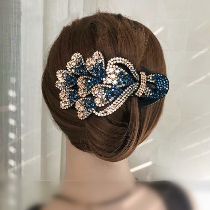 Korean Style Fashion Hairpin Czech Rhinestone Large Duckbill Clip Mother Updo Banquet Ball Grip Headwear Diamond Hairpin