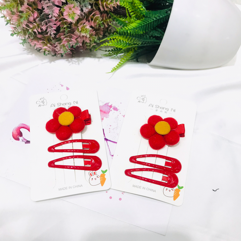 Chinese New Year Celebration Joyous Hairpin Headdress Children Clip Press Clip BB Clip Red Cute Flowers Ball
