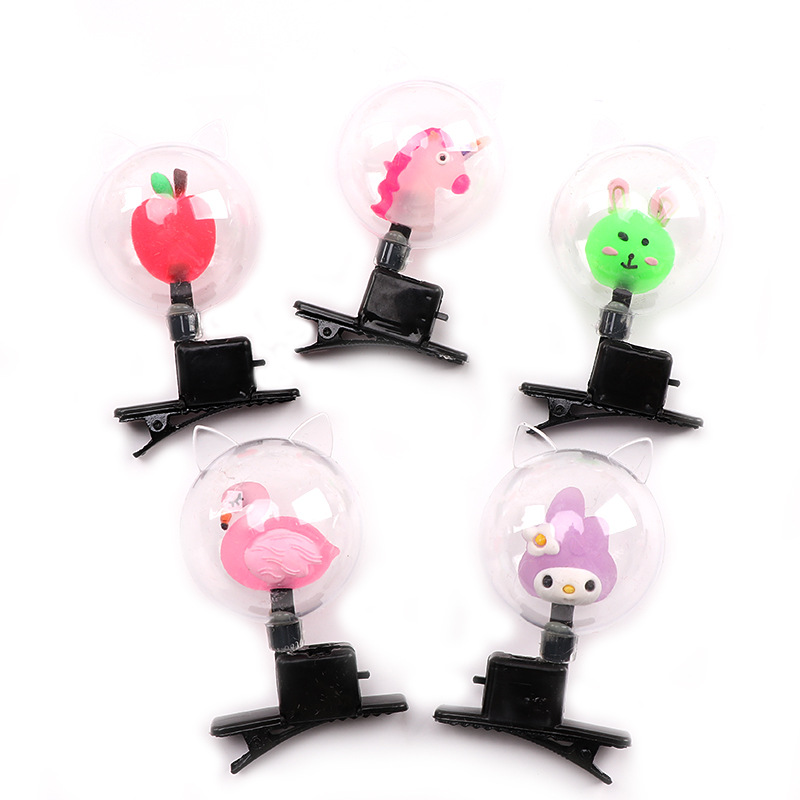2019 New Hot Style Mini Colorful Flash Bob Ball sells sprout Clip Glow Cartoon Hairpin Night Market Gifts