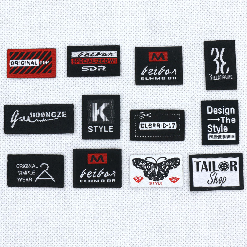 Clothing Trademark Clothing Cotton Collar Lable Custom Silk Screen Sewn-in Label Woven Label plus Rivet Eye Decorative Nail Fashion Fashionmonger