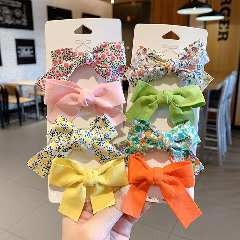 Neighbor Baby Hair Clip Pastoral Temperament Cloth Clip Children&#039;s Hair Accessories Wholesale Bowknot Hairpin