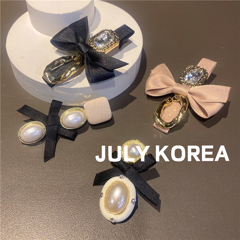 Girl Chanel-Style ~ Minimalist Bowknot Clip Headdress Hairpin Side Retro Bang Clip Forehead Elegant Hair Pin
