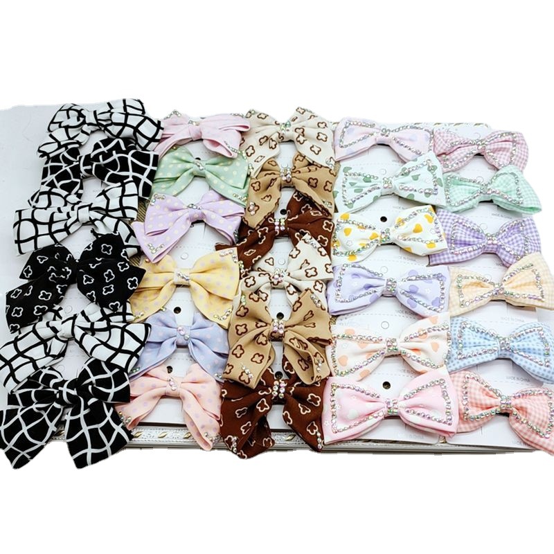 South Korea Dongdaemun Minimalist Bowknot Diamond Cloth Hairpin Side Clip Duckbill Clip Hair Accessories Headdress