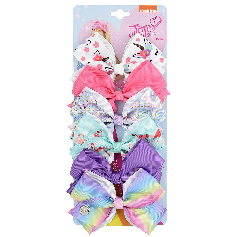 Amazon Children&#039;s Hair Accessories JoJo Bow Suit 5-Inch 6-Color One Card Barrettes Baby Headdress Bowknot Hairpin