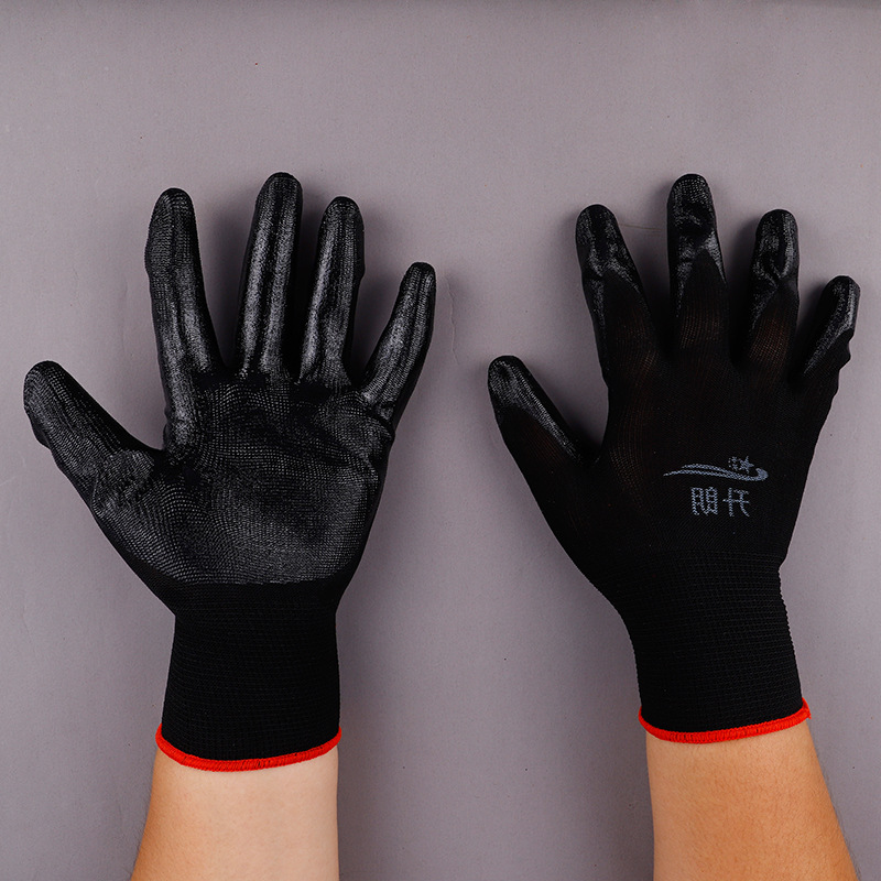 Nitrile Glove White Yarn Blue Nitrile Glue Gloves WearResistant NonSlip Impregnated Protective Gloves Whole
