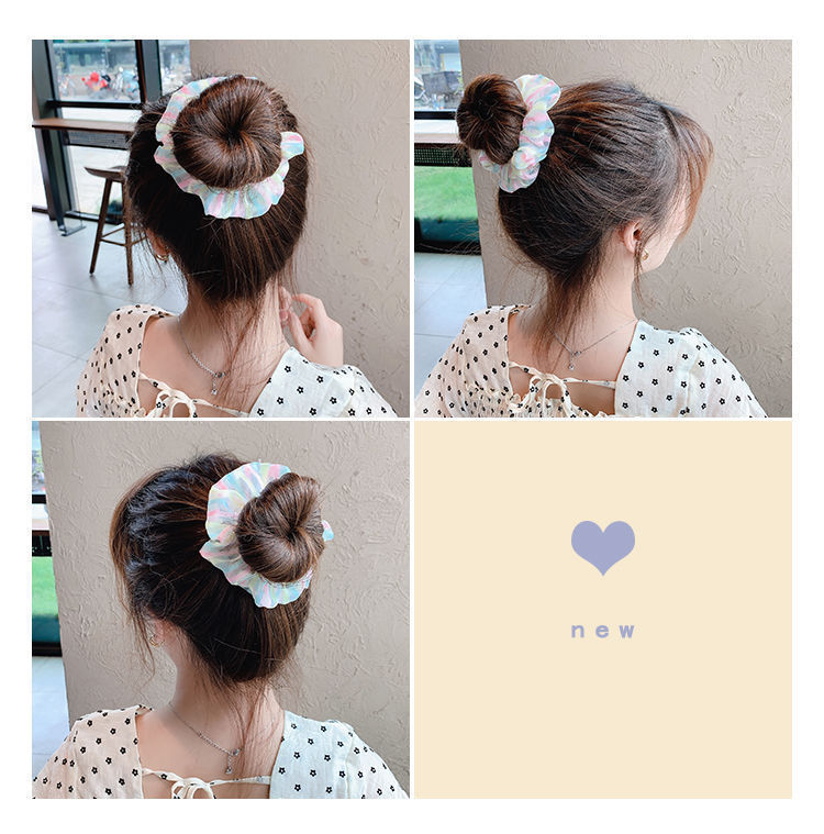 Mermaid Large Intestine Hair Ring Ins Organza Fairy Hair Accessory Korean JK Plaid Headdress Flower Bow Bowknot Tie