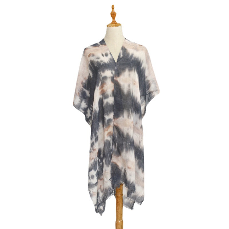 Tie-dye scarf wild big shawl Europe and America gradient color silk scarf travel sunscreen beach towel customization