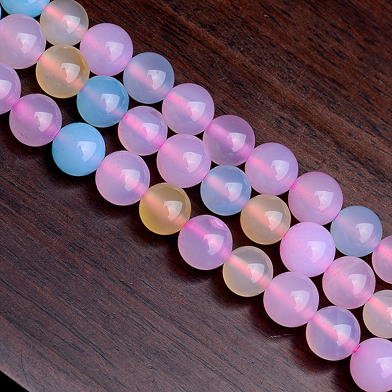 Candy Color Morgan Agate Semi-Finished Loose Beads round Beads Candy Bead