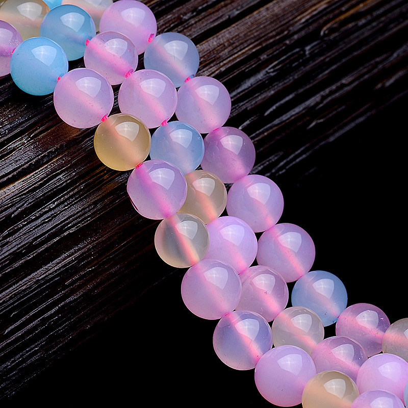 Candy Color Morgan Agate Semi-Finished Loose Beads round Beads Candy Bead