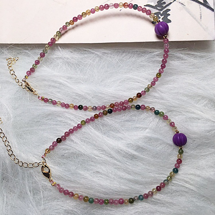 Mesa Crystal Wholesale Natural Candy Color Tourmaline Bracelet Purple Mica Candy Bead