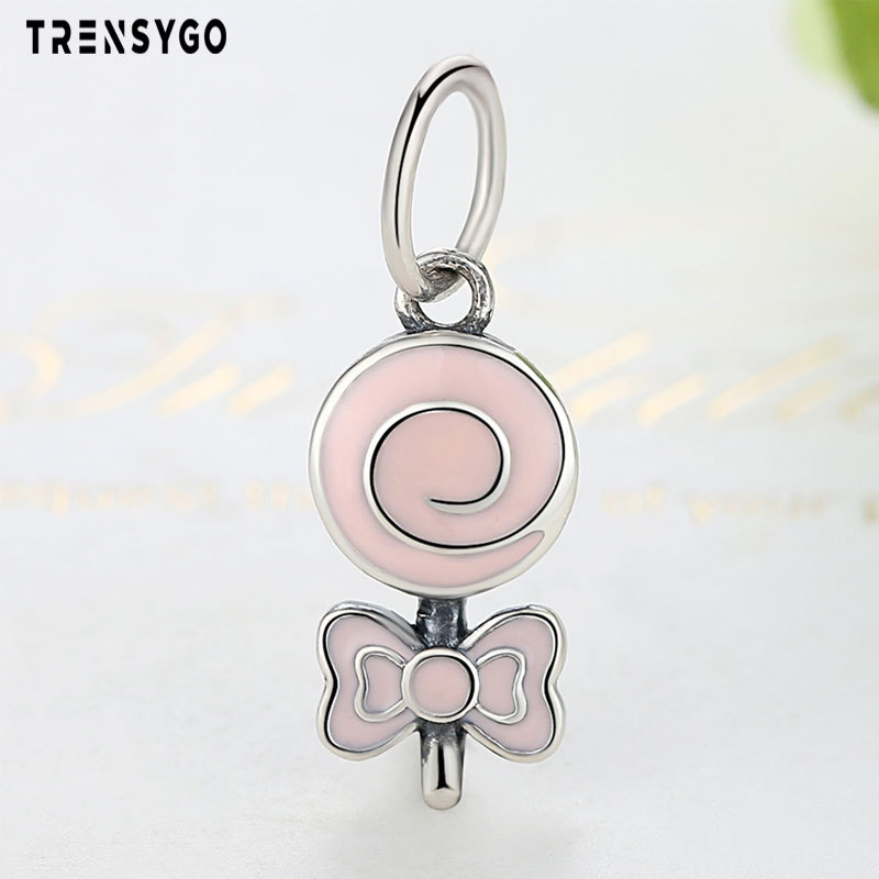 Panjia Jewelry Cute Lollipop Pendant S925 Sterling Silver Beads Bracelet Epoxy Beaded Jewelry Candy Bead