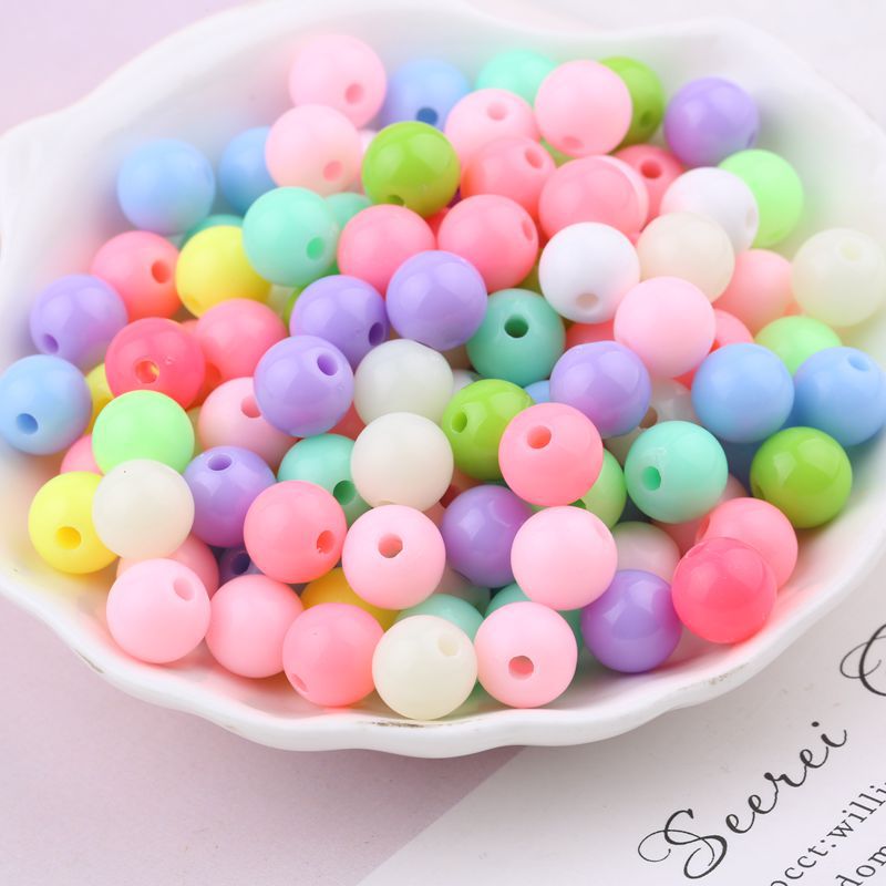 Spring Color Acrylic Beads Children DIY Handmade Beaded Material Solid Color round Beads Candy Candy Bead