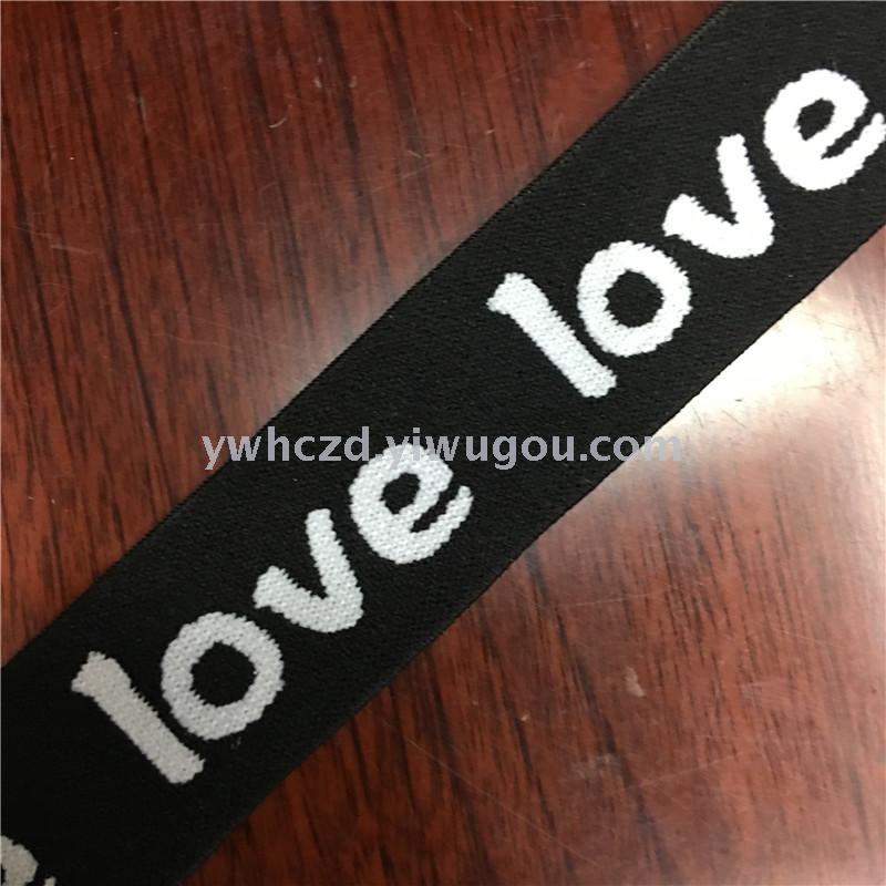 LOVE letter jacquard with elastic band 3.5cm elastic ribbon.
