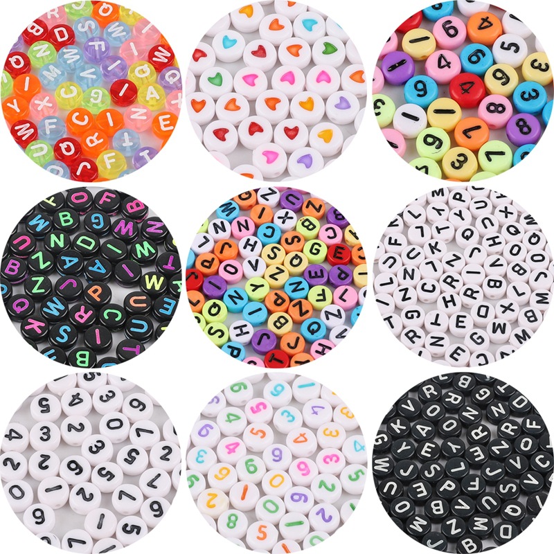 4   7mm Acrylic Scattered Beads English Letters Flat Beads DIY Children&#039;s Early Education Bead String Jewelry Flat Beads