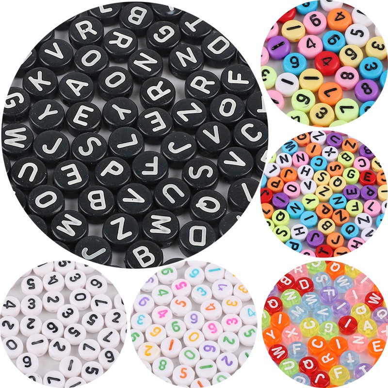 4   7mm Acrylic Scattered Beads English Letters Flat Beads DIY Children&#039;s Early Education Bead String Jewelry Flat Beads