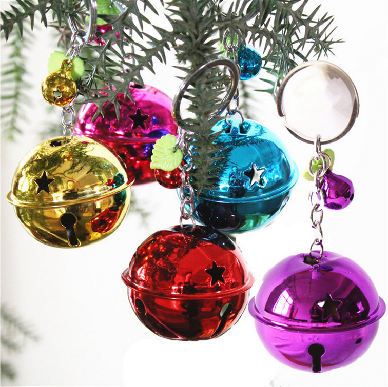 Color Bells  Colorful Ball Wholesale Festival Festive Ring Key Chain Large Christmas Mobile Phone Key Pendants Ball