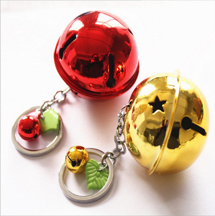 Color Bells  Colorful Ball Wholesale Festival Festive Ring Key Chain Large Christmas Mobile Phone Key Pendants Ball