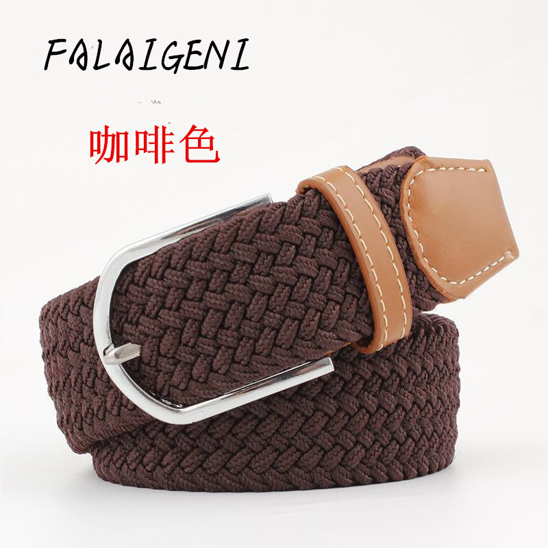 Hot Selling Popular Korean Casual Classic Men&#039;s Elastic Woven Belt Belt Elastic Band Multi-Color Optional Factory Direct Sales