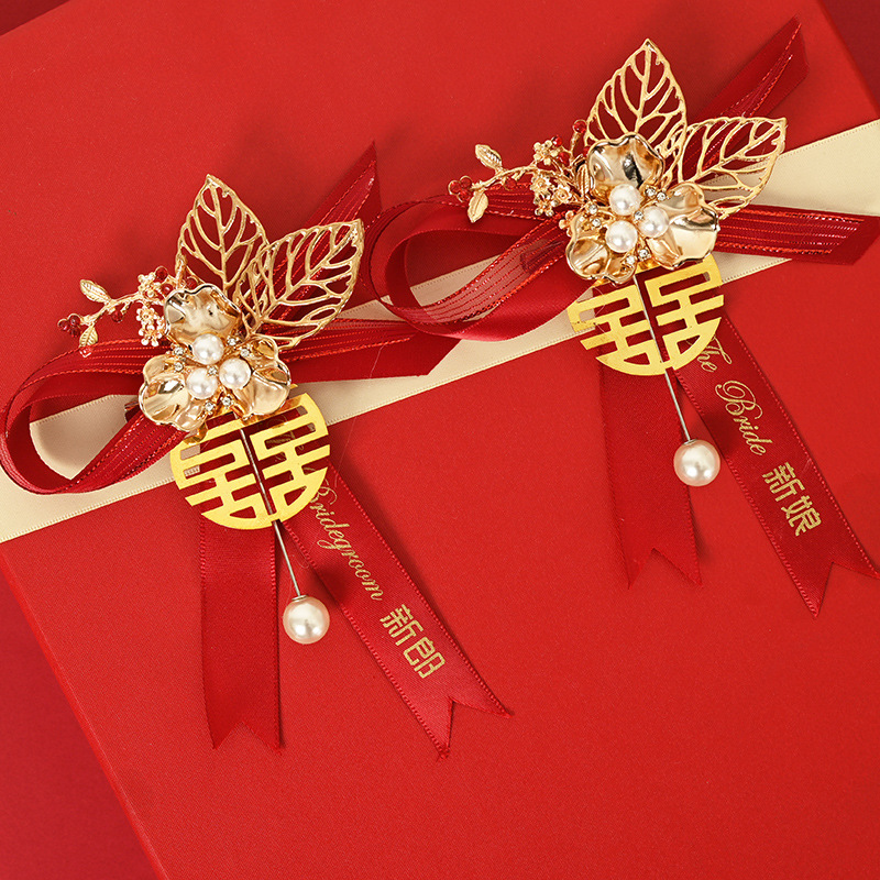 Wedding Corsage Supplies Wedding HighEnd NonFlower Bridegroom Bride Wedding Wrist Flower Set of Sisters Group Brooch