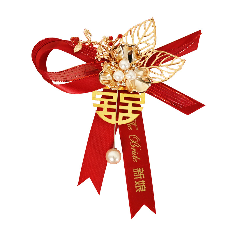 Wedding Corsage Supplies Wedding HighEnd NonFlower Bridegroom Bride Wedding Wrist Flower Set of Sisters Group Brooch