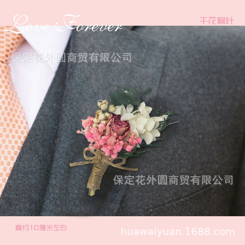 Real Flower and Dried Flower Corsage Brooch Groom Bride Groomsman and Bridesmaid Wedding Vintage Handmade Decoration