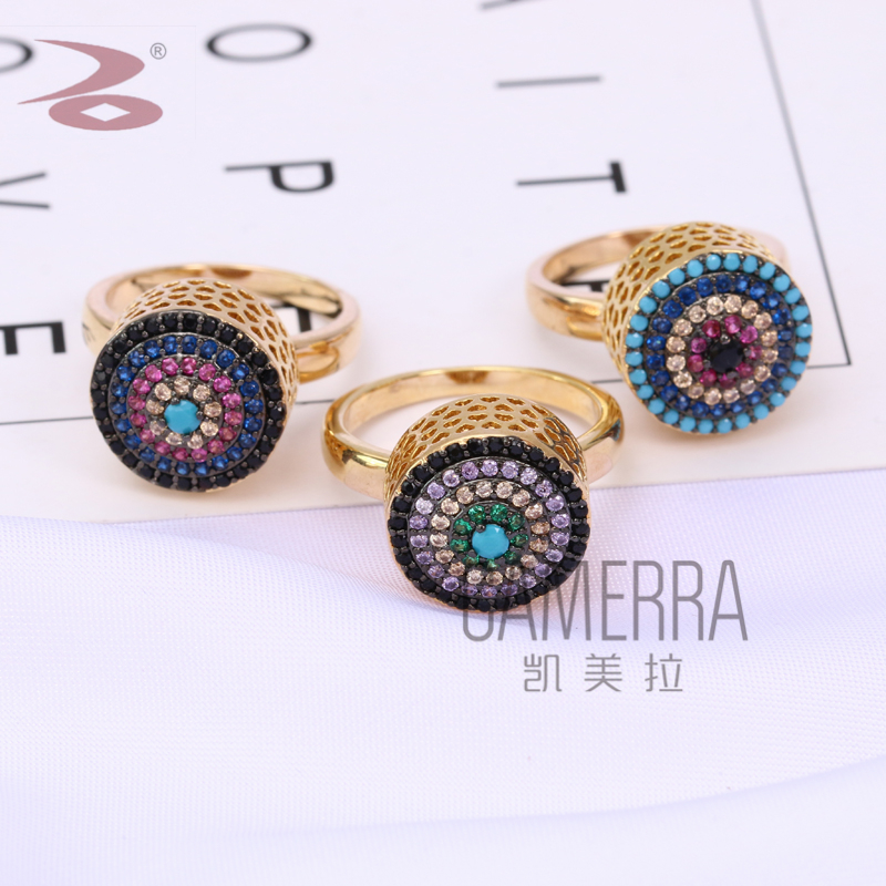 Foreign Trade Hot Selling Product Jewelry Colorful Zircon Inlay Multi-Slice Color Fashion Ring Color Styles